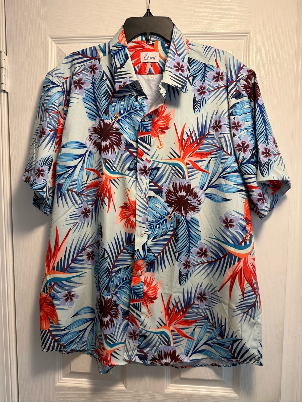 Men's Blue Tropical Floral Short-Sleeve Shirt